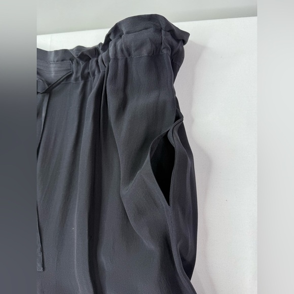 FUDA Black Silk Wide-Leg Pants Drawstring Tie Size Large - Picture 5 of 9